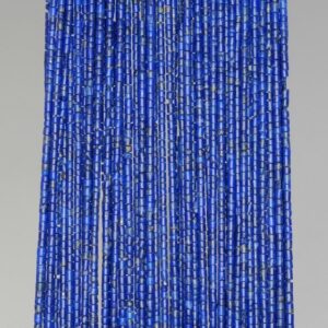 1mm Lapis Lazuli Gemstone Blue Round Tube Heishi Loose Beads 14 Inch Full Strand (90184287-849)