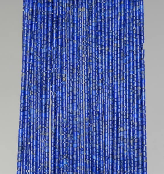1mm Natural Lapis Lazuli Gemstone Blue Round Tube Heishi Loose Beads 14 Inch Full Strand Lot 1,2,6,12 And 50 (90184287-849)