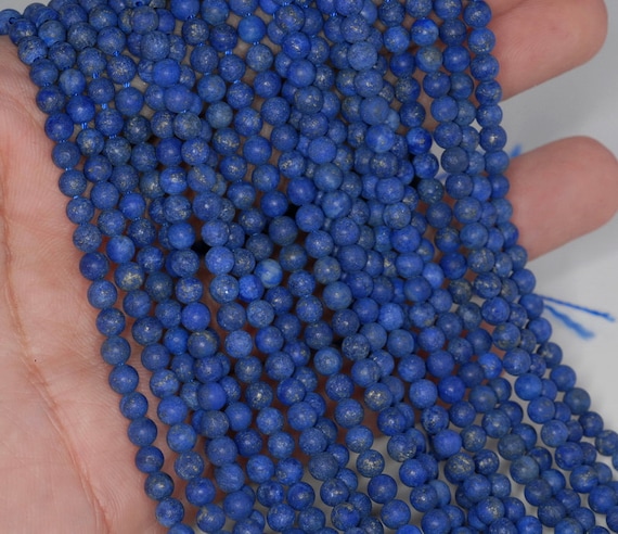 4mm Matte Lapis Lazuli Gemstone Garde A Blue Round Loose Beads 15.5 Inch Full Strand Lot 1,2,6,12 And 50 (90183217-276)