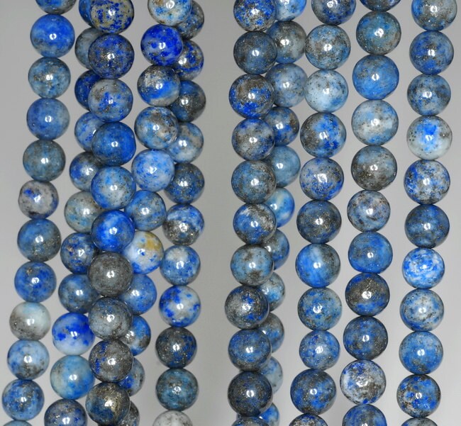 6mm Natural Lapis Lazuli Gemstone Grey Blue Round 6mm Loose Beads 15.5 Inch Full Strand (90145838-b72)