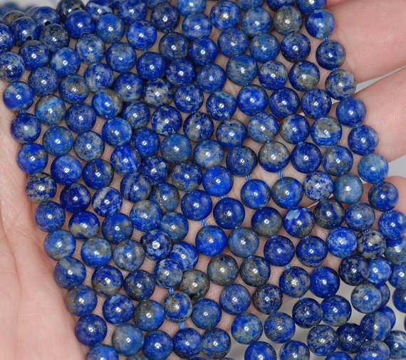 6mm Natural Lapis Gemstone Blue Round Loose Beads 15.5 Inch Full Strand Lot 1,2,6,12 And 50 (90186987-805)