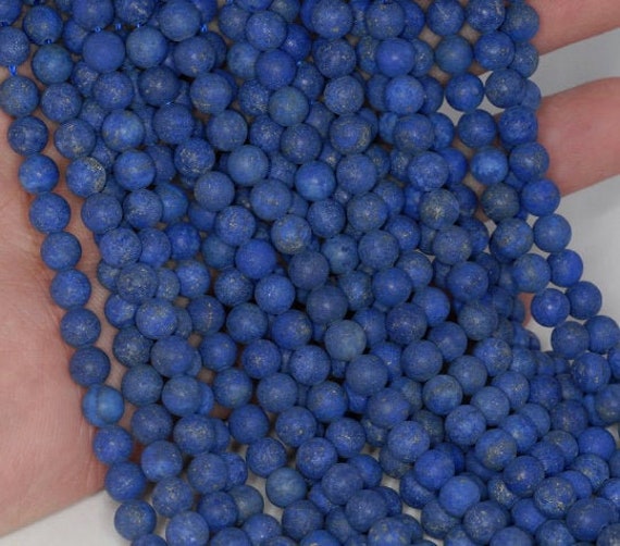 8mm Gold Matte Lapis Lazuli Gemstone Garde A Blue Round Loose Beads 15.5 Inch Full Strand Lot 1,2,6,12 And 50 (90183219-276)