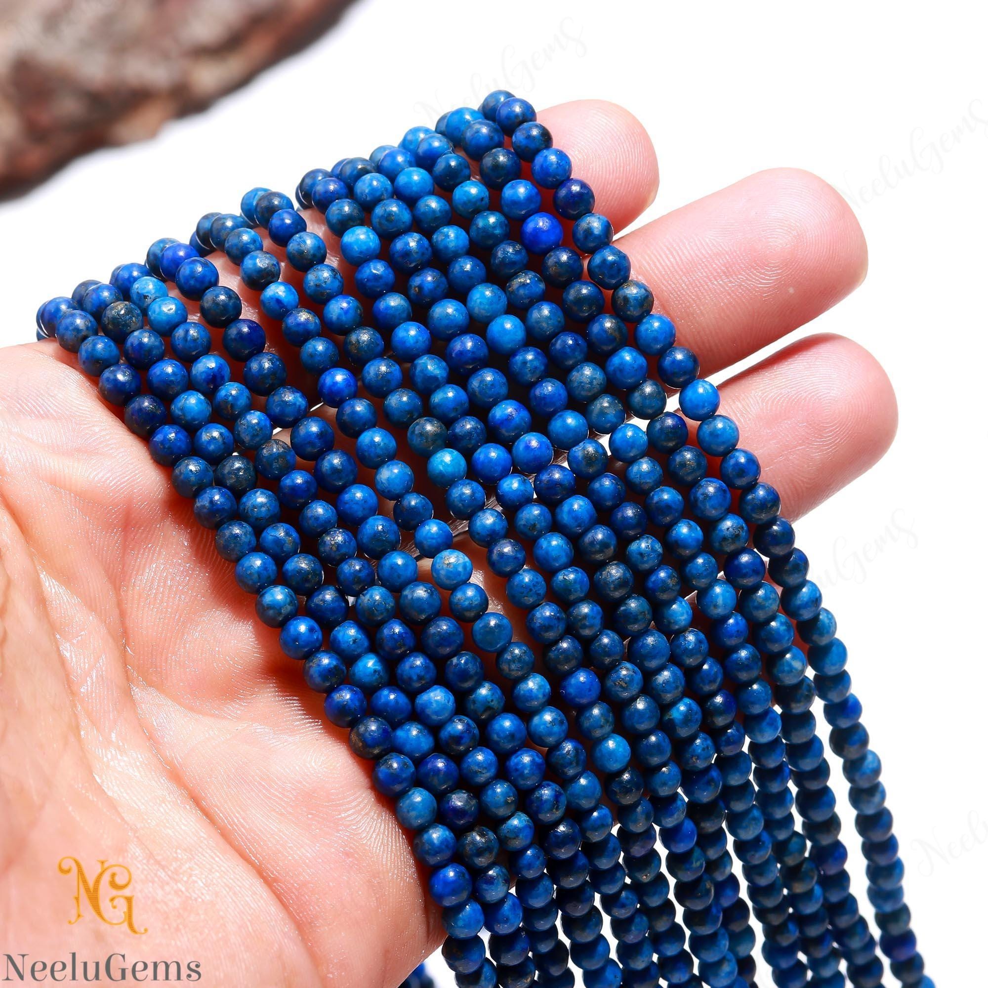Aaa+ Blue Lapis Lazuli Smooth Round Beads, 4-4.5 Mm Natural Lapis Lazuli Tiny Round Ball Beads, 13"indian Gemstone Beads For Hadmade Jewelry