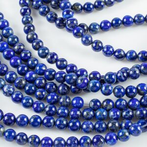 Natural Dark Lapis, No Dyed High Quality In Round, 6mm, 8mm -full Strand 15.5 Inch Strand Smooth Gemstone Beads- Aaa Quality