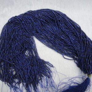 tiny sized 2mm natural Lapis Lazuli round beads, 15.5" strand long