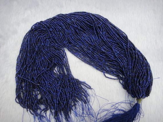 Tiny Sized 2mm Natural Lapis Lazuli Round Beads, 15.5" Strand Long
