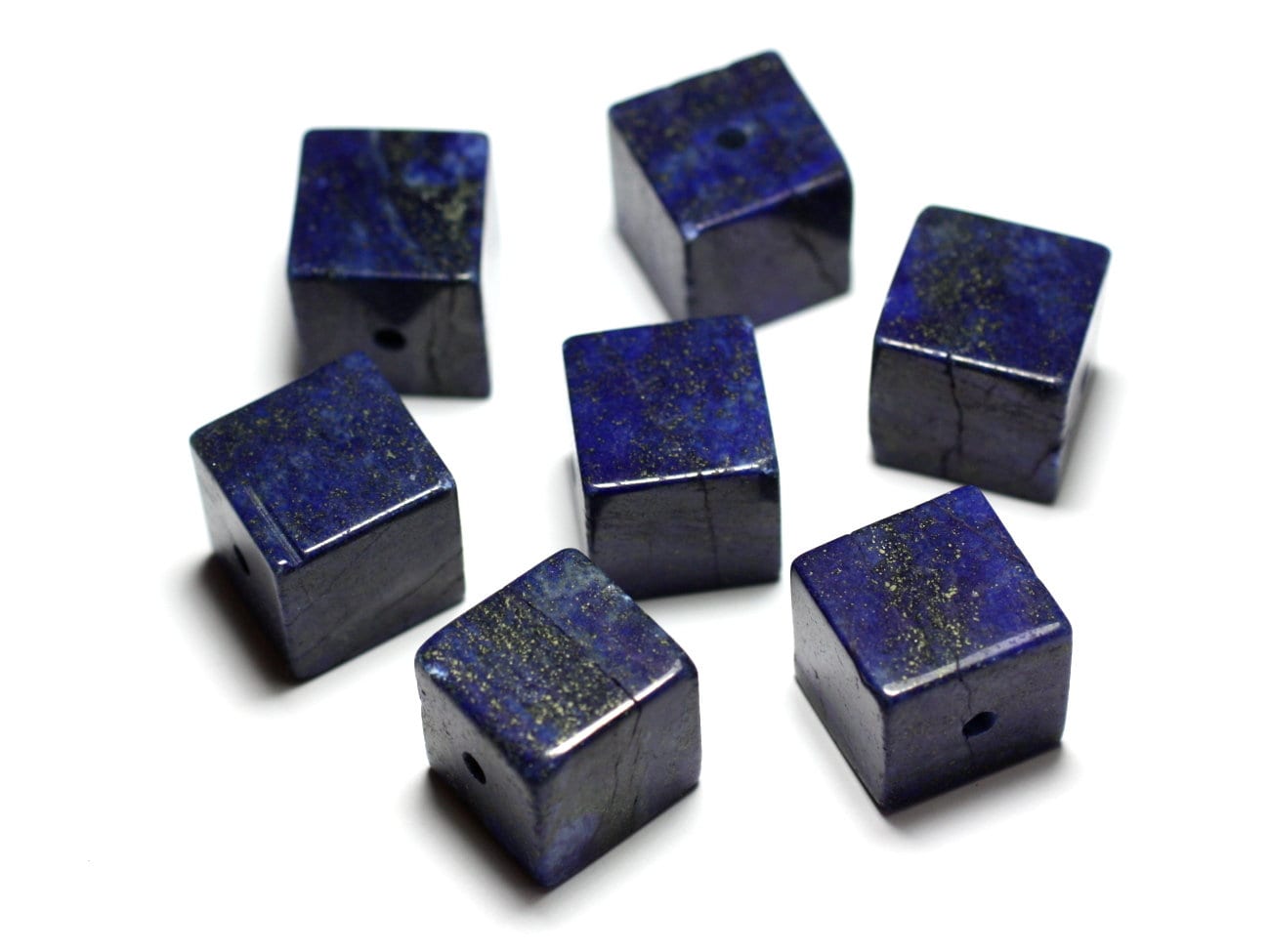 1pc - Perle Pendentif Pierre - Lapis Lazuli Cube 15mm Bleu Nuit Doré - 7427039740685