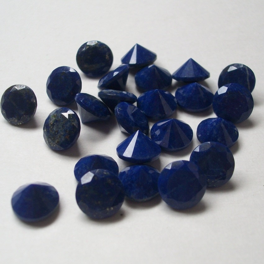 Aaa Lapis Lazuli Gemstones: 6mm Or 8mm Faceted Round Loose Gemstone (5 Pcs)