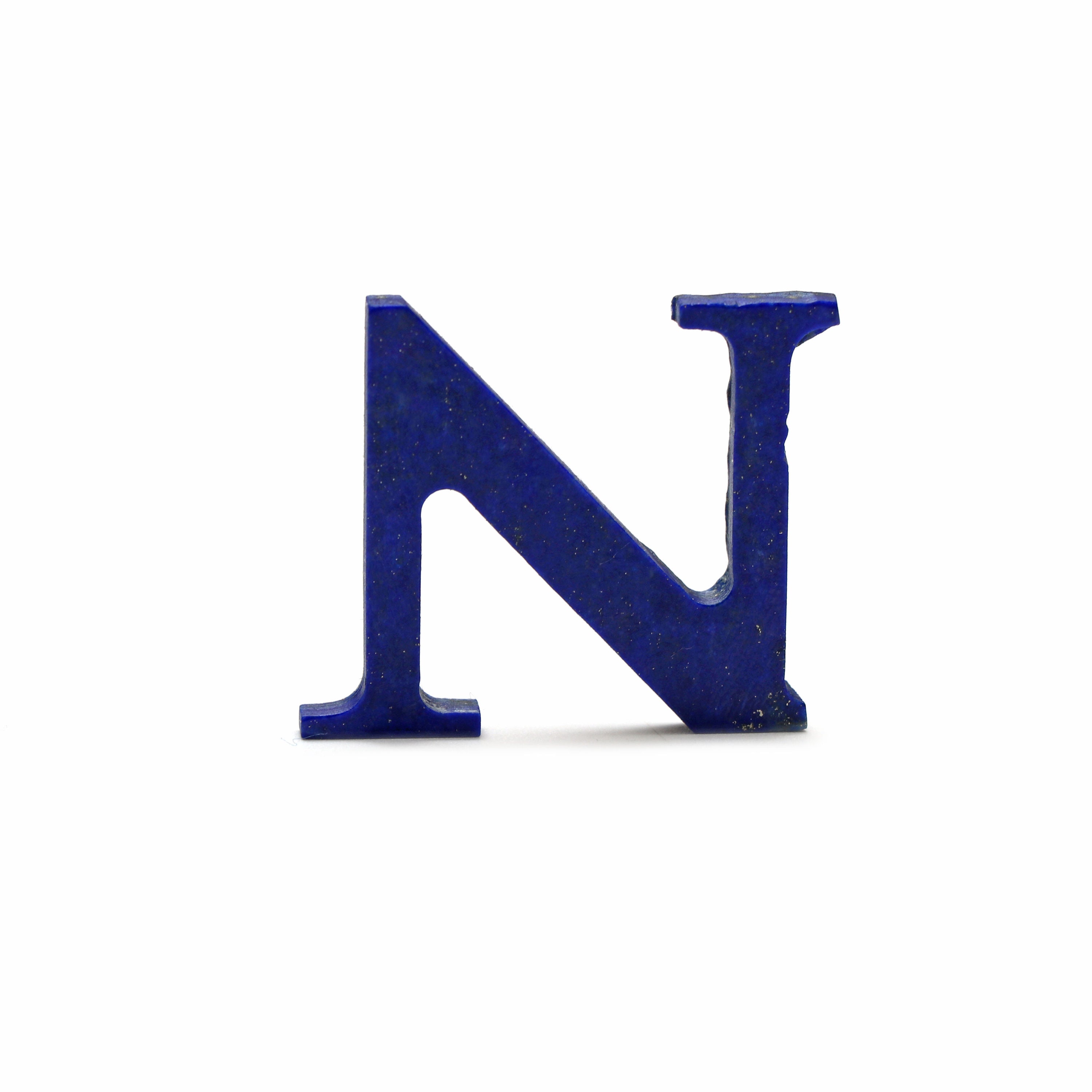 Lapis Alphabetic Carving Loose Gemstone, 29x33 Mm, Lapis Jewelry Handmade Gift For Women, 1 Piece