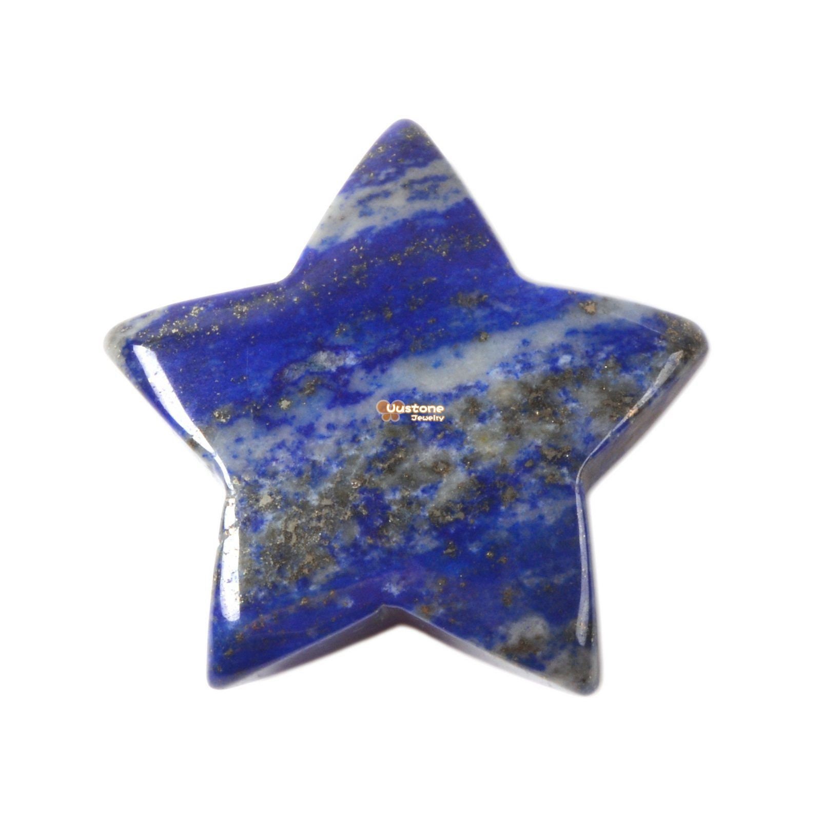 G6174.44 30mm Carved Lapis Gemstone Crystal Healing Star Stone