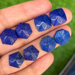 Hand Cut Lapis Lazuli Gemstone: 12mm Carved Jewelry Making Lot Hand Cut Lapis Lazuli Gemstone: 12mm Carved Jewelry Making Lot
