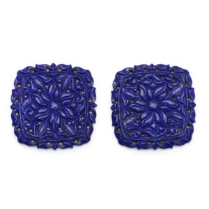 Natural Lapis Lazuli Carving Loose Gemstone, 33x33 Mm, Lapic Lazuli Carving Gemstone, Pair Natural Lapis Lazuli Carving Loose Gemstone, 33x33 Mm, Lapic Lazuli Carving Gemstone, Pair