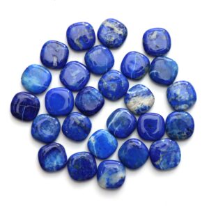 Natural Lapis Smooth Cushion Loose Gemstone, 14x14 mm To 15x15 mm, Lapis Cushion Jewelry Making Gemstone, Set Of 26 Pieces