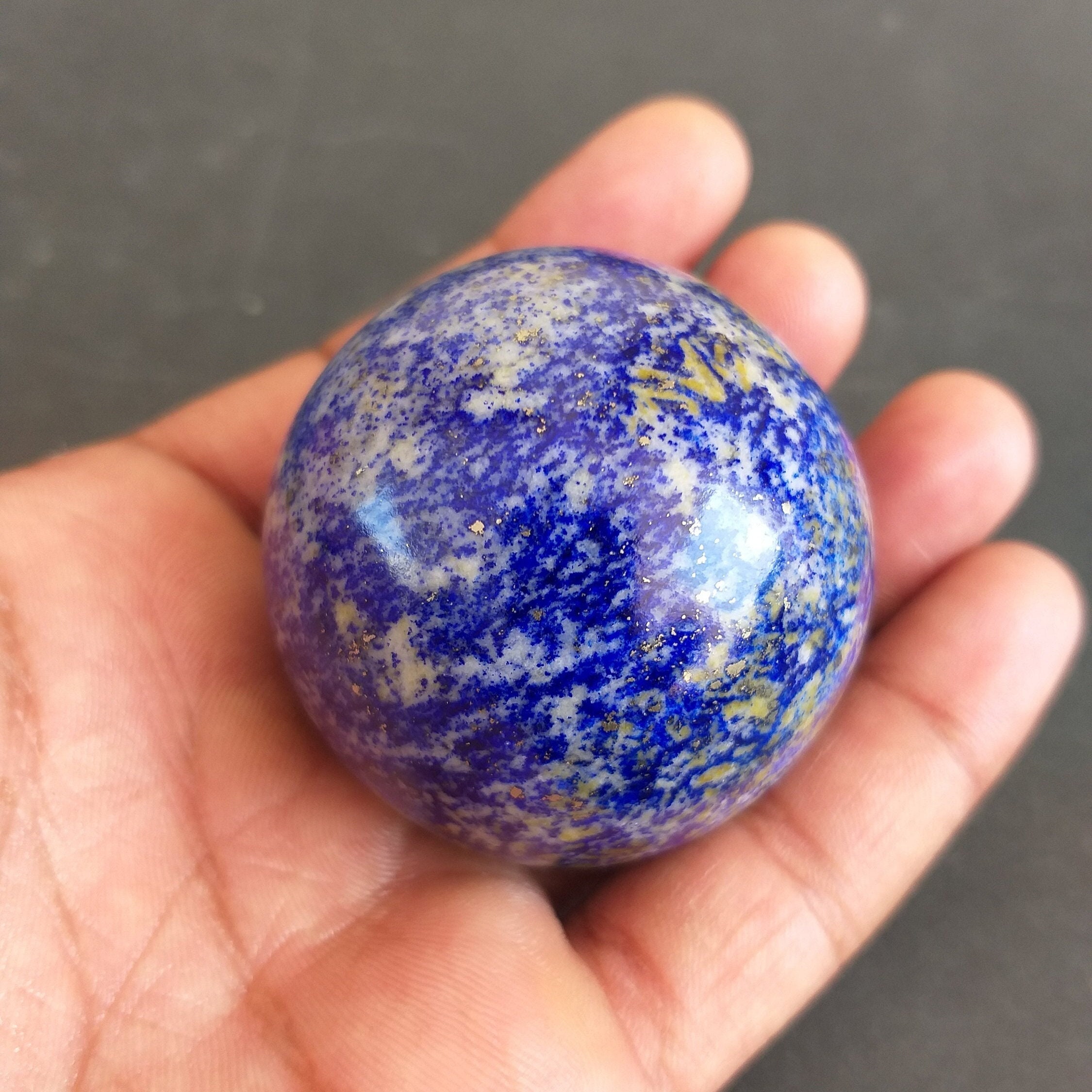 Natural Lapis Lazuli Sphere: Healing Crystal Home Decor (51 Mm, 203 Gram)