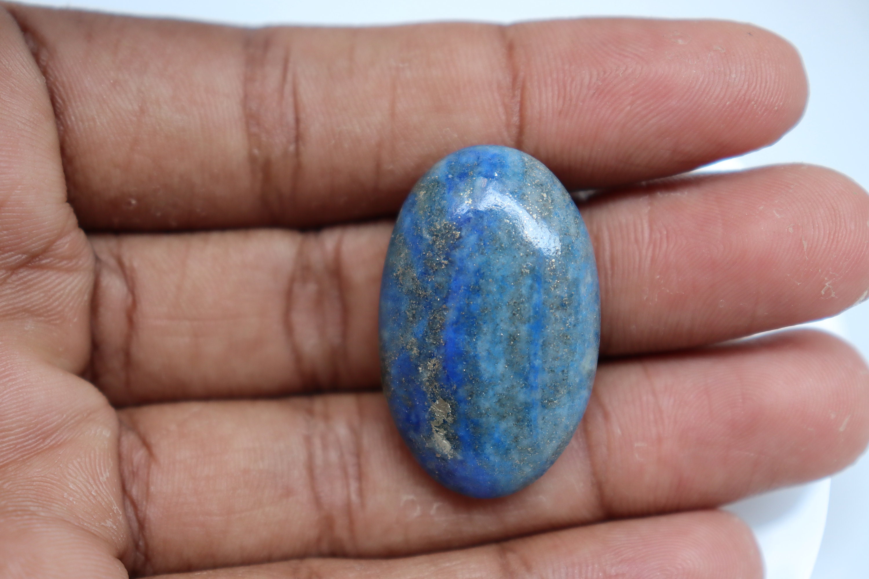 Lapis Lazuli Palm Stone, Madani Lapis Lazuli Natural Untreated Undyed Polished Pocket Stone, Blue And Gold Crystal.