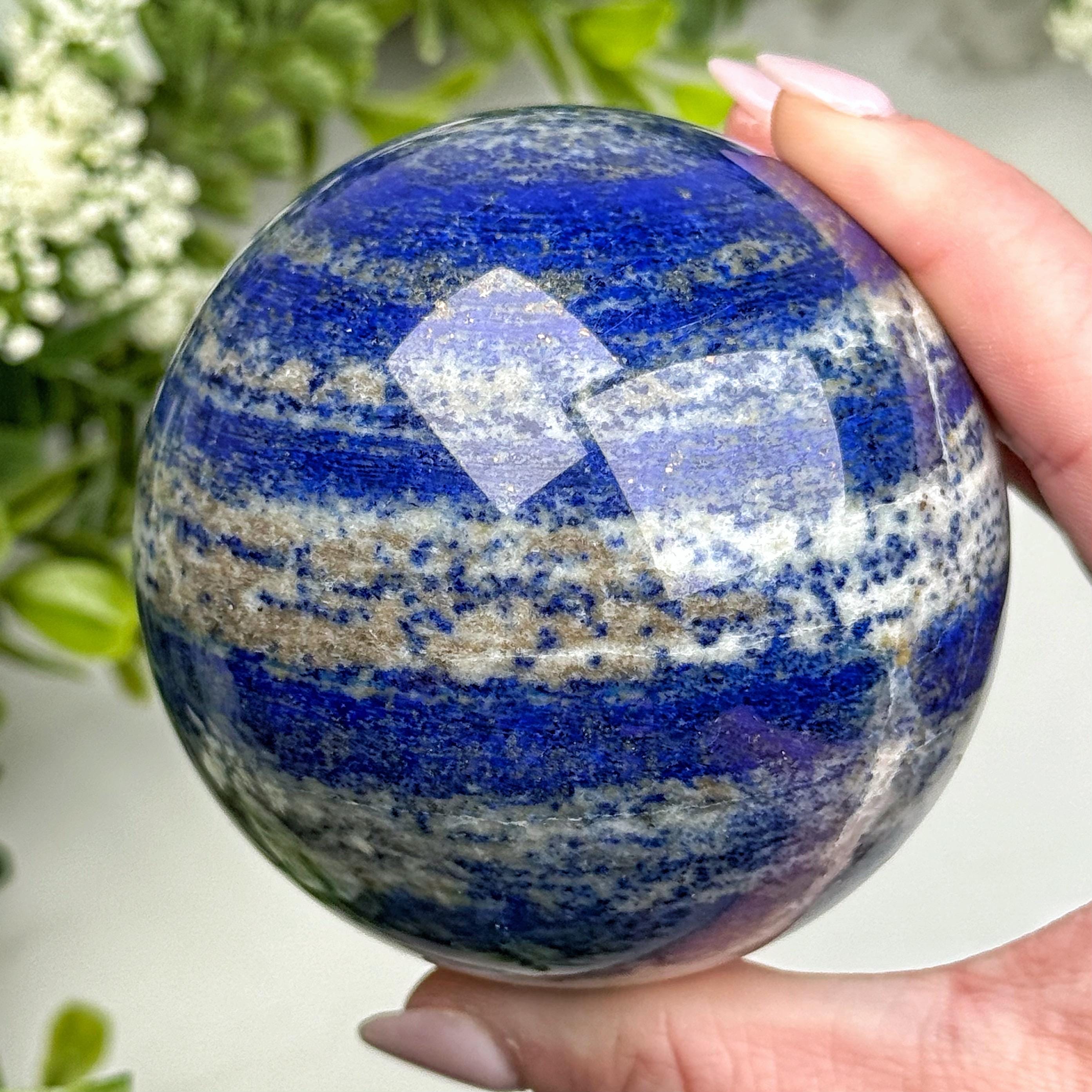 Lapis Lazuli Sphere | 71mm | - #4 (polished Blue Crystal Ball, Throat Chakra, Healing Stone) Lapis Lazuli Sphere | 71mm | - #4 (polished Blue Crystal Ball, Throat Chakra, Healing Stone)
