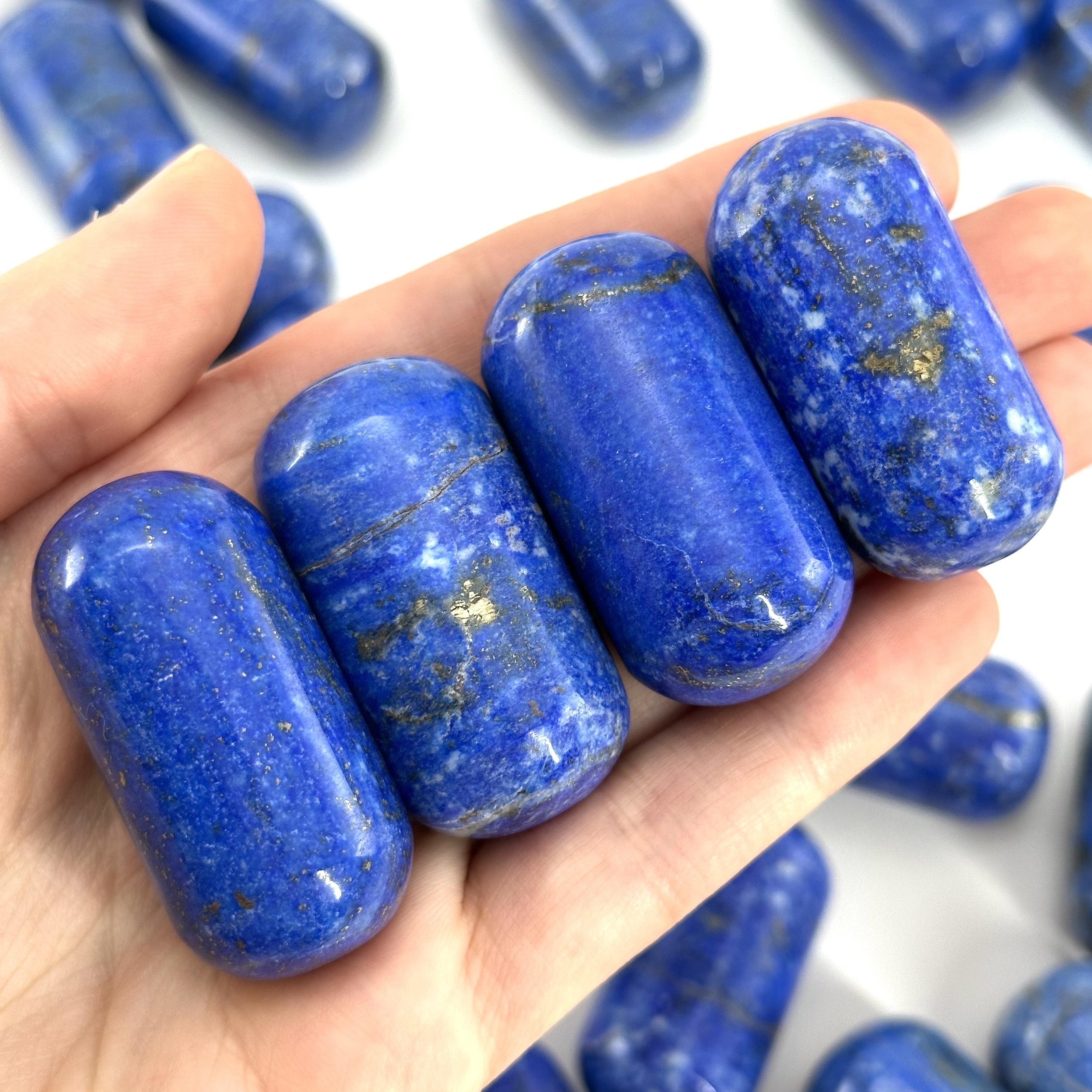 Lapis Lazuli Worry Stone | Polished Blue Tumbled Crystal Lingam (third Eye Chakra) Lapis Lazuli Worry Stone | Polished Blue Tumbled Crystal Lingam (third Eye Chakra)