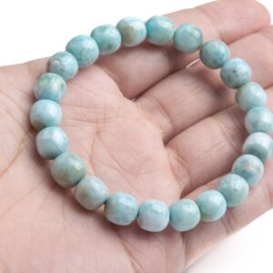 8-9mm Larimar Beads Light Blue Bracelet Grade Aa Genuine Natural Barrel Drum Gemstone 7" (121146h-451)