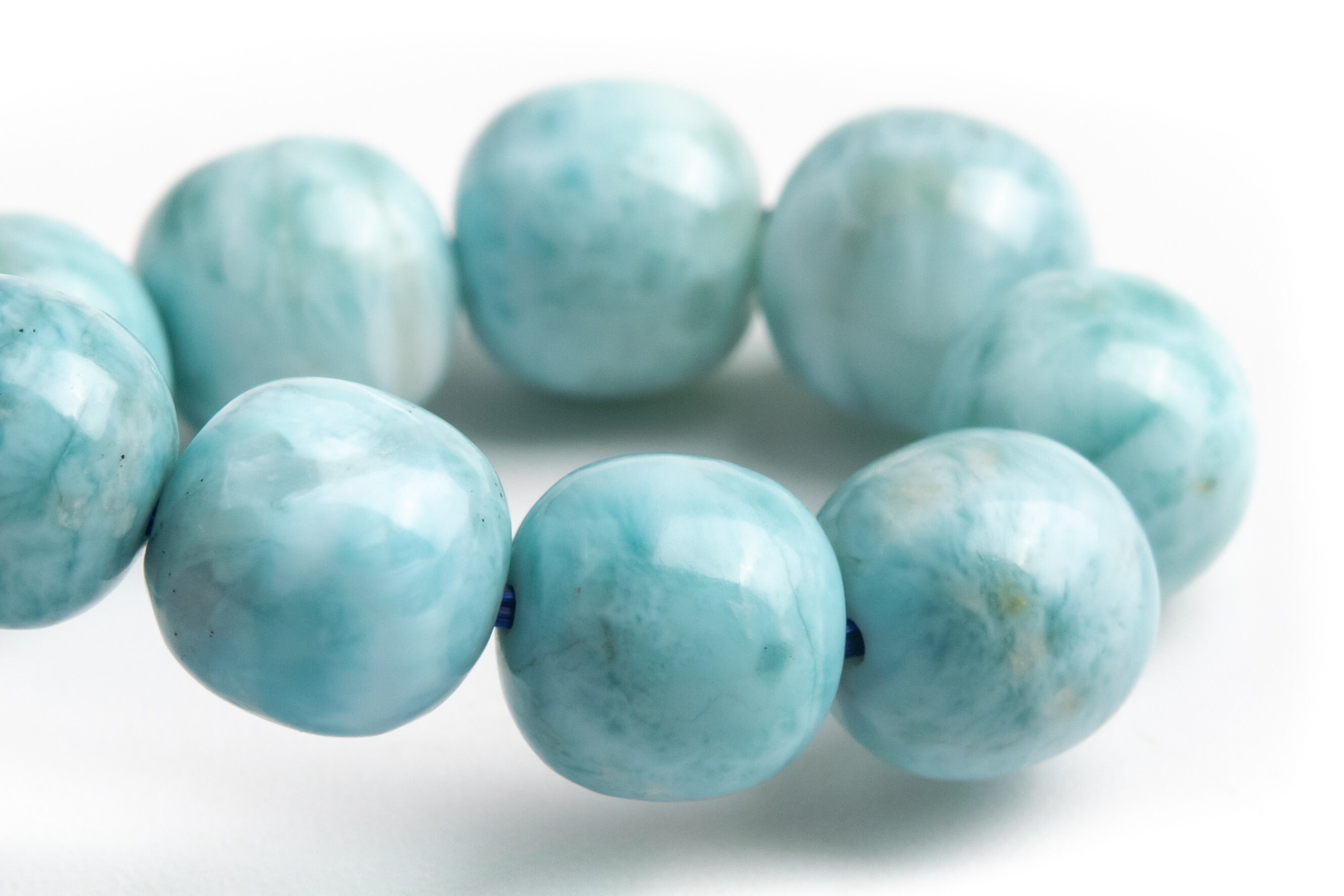 9mm Larimar Beads Light Blue Bracelet Grade Aa+ Genuine Natural Barrel Drum Gemstone 7" (121156h-451) 9mm Larimar Beads Light Blue Bracelet Grade Aa+ Genuine Natural Barrel Drum Gemstone 7" (121156h-451)