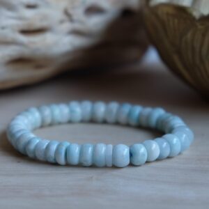 9mm Larimar Rondelle Stretch Bracelet