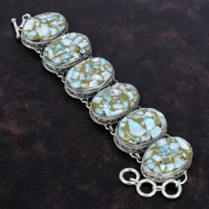 Copper Larimar 925 Sterling Silver Bracelet - Adjustable Chain