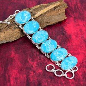 Larimar Gemstone Bracelet, 925 Sterling Silver Jewelry Bracelet, Natural Gemstone Jewelry, Handcrafted Artisan Jewelry For Every Occasion