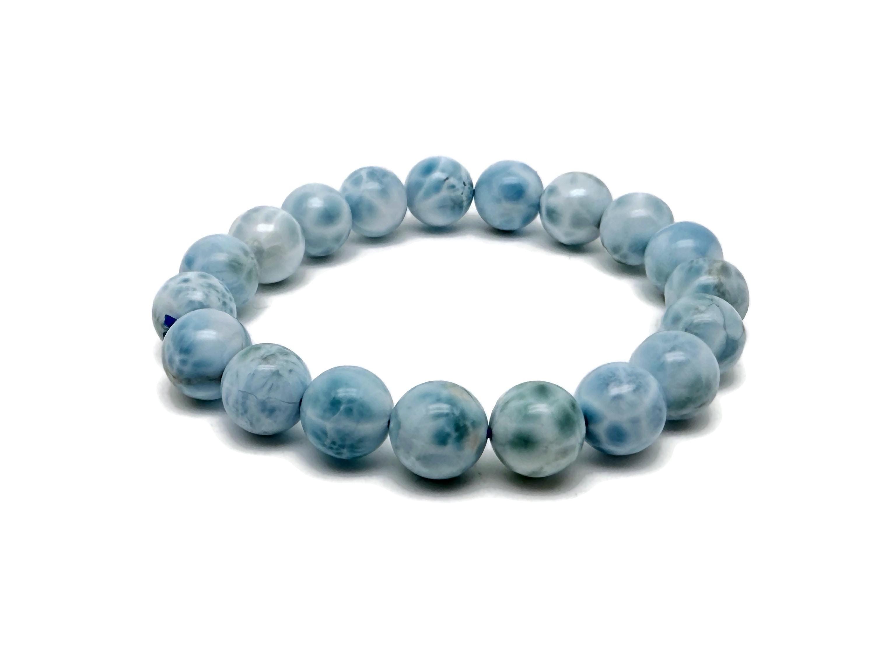 Larimar Gemstone Bracelet - Aaa Premium Quality Crystal Bracelet - Men&women Stretchy Bracelet - Gift For Her - Crystal Healing - Aa1005