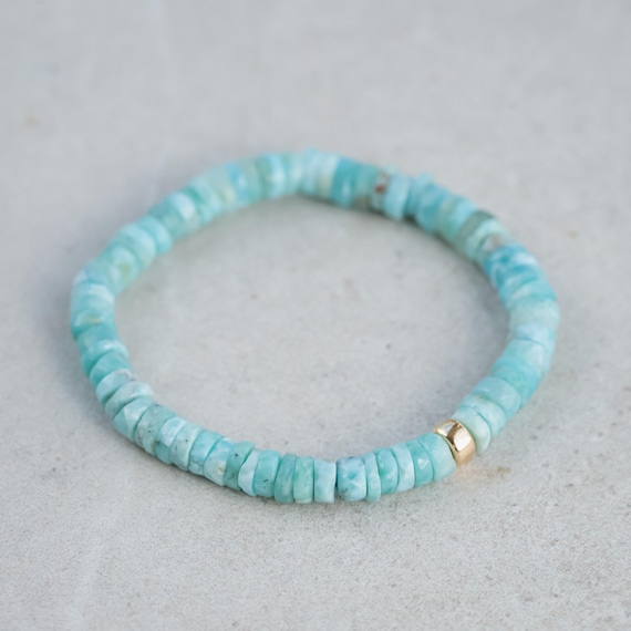 Larimar Heishi Bracelet | [eblm1607] Larimar Bracelet | 100% Authentic Larimar Bracelet | Larimar Bracelet | Dominican Larimar