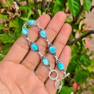 Natural Larimar Bracelet, 925 Sterling Silver, Designer Bracelet, Handmade Jewelry