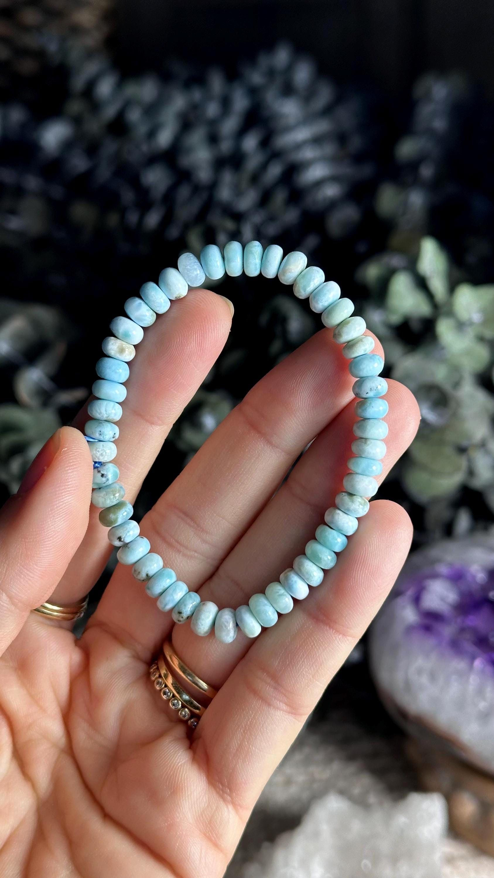 Larimar Bracelet, Rondelle Beads, 7mm