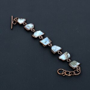 Larimar Rough Stone Bracelet: Handmade Electroformed Copper Jewelry