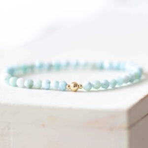 Larimar Stretch Bracelet: Faceted Beaded Blue Gemstone Jewelry