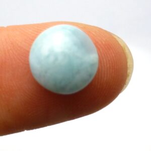 1.3 Carats Larimar Cabochon Stefilia's Stone Pectolite 9mm Round Domed - Light Sky Tifany Robins Egg Blue Green Jewelry Dominican Republic