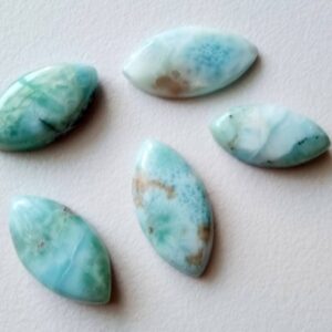 10x20-12x22mm Larimar Plain Marquise Cabochons, Original Larimar Smooth Marquise Flat Back, 5 Pcs Natural Loose Larimar For Jewelry - Ks5100
