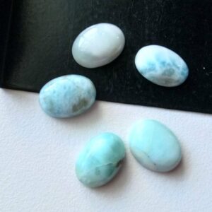 12x16-13x18mm Larimar Plain Oval Cabochons, Original Larimar Smooth Oval Flat Back, 5 Pcs Natural Loose Larimar For Jewelry - Ks5110