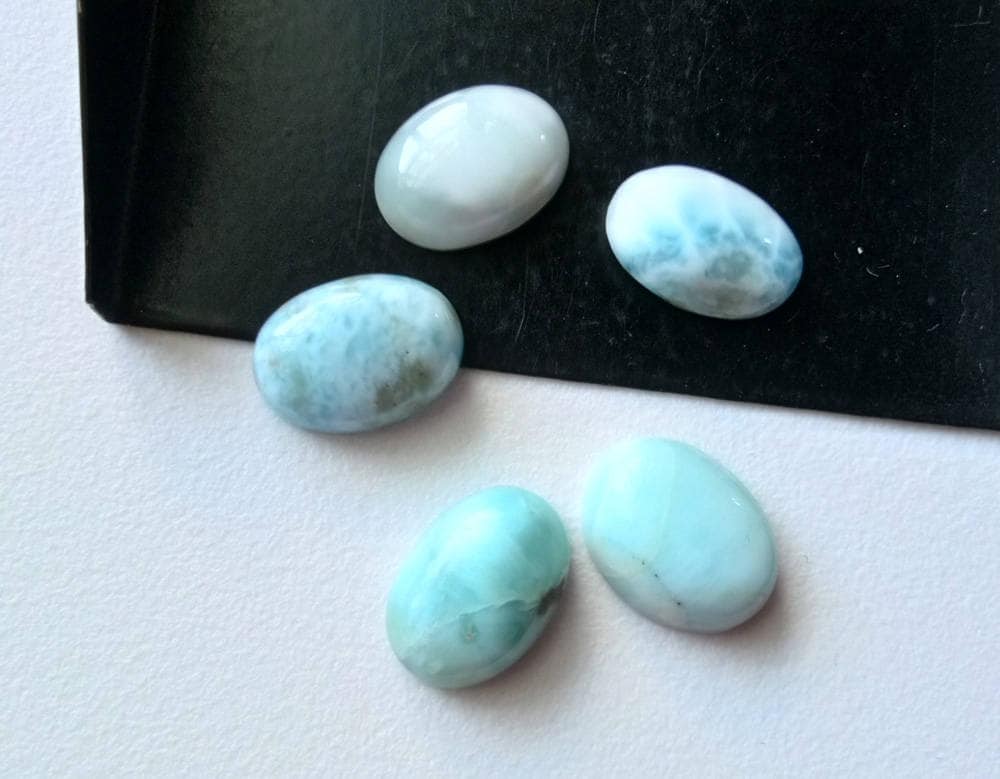12x16-13x18mm Larimar Plain Oval Cabochons, Original Larimar Smooth Oval Flat Back, 5 Pcs Natural Loose Larimar For Jewelry - Ks5110 12x16-13x18mm Larimar Plain Oval Cabochons, Original Larimar Smooth Oval Flat Back, 5 Pcs Natural Loose Larimar For Jewelry - Ks5110
