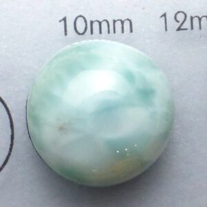 2.3 carats 10mm Round Larimar Cabochon Stefilia's Stone Pectolite  Domed Light Sky Tifany Robins Egg Blue Green Jewelry Dominican Republic
