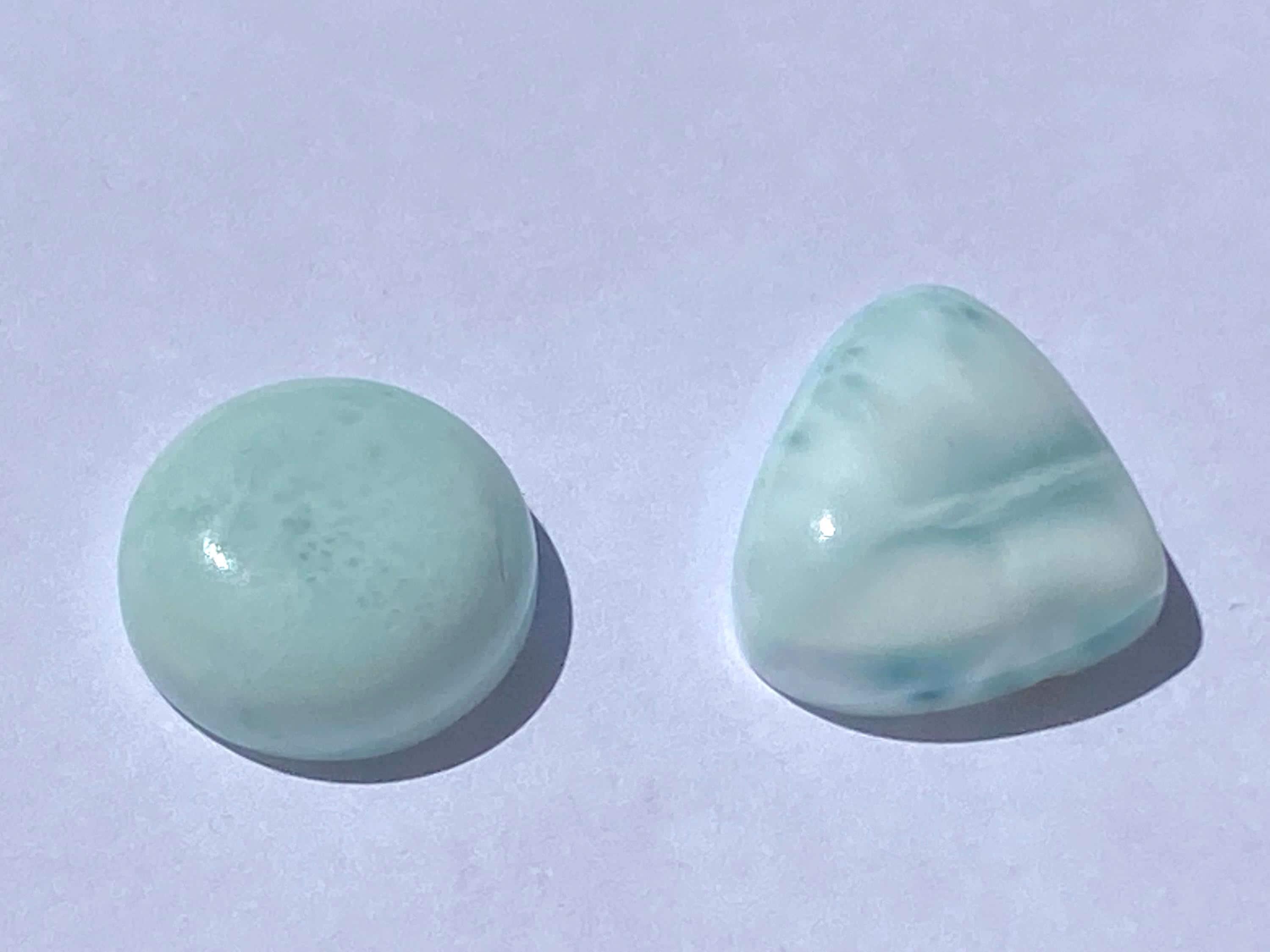 2 Genuine Larimar Cabochons