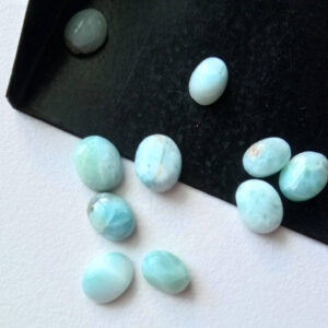 6x8-8x10mm Larimar Plain Oval Cabochons, Original Larimar Smooth Oval Flat Back, 10 Pcs Natural Loose Larimar For Jewelry - Ks5108