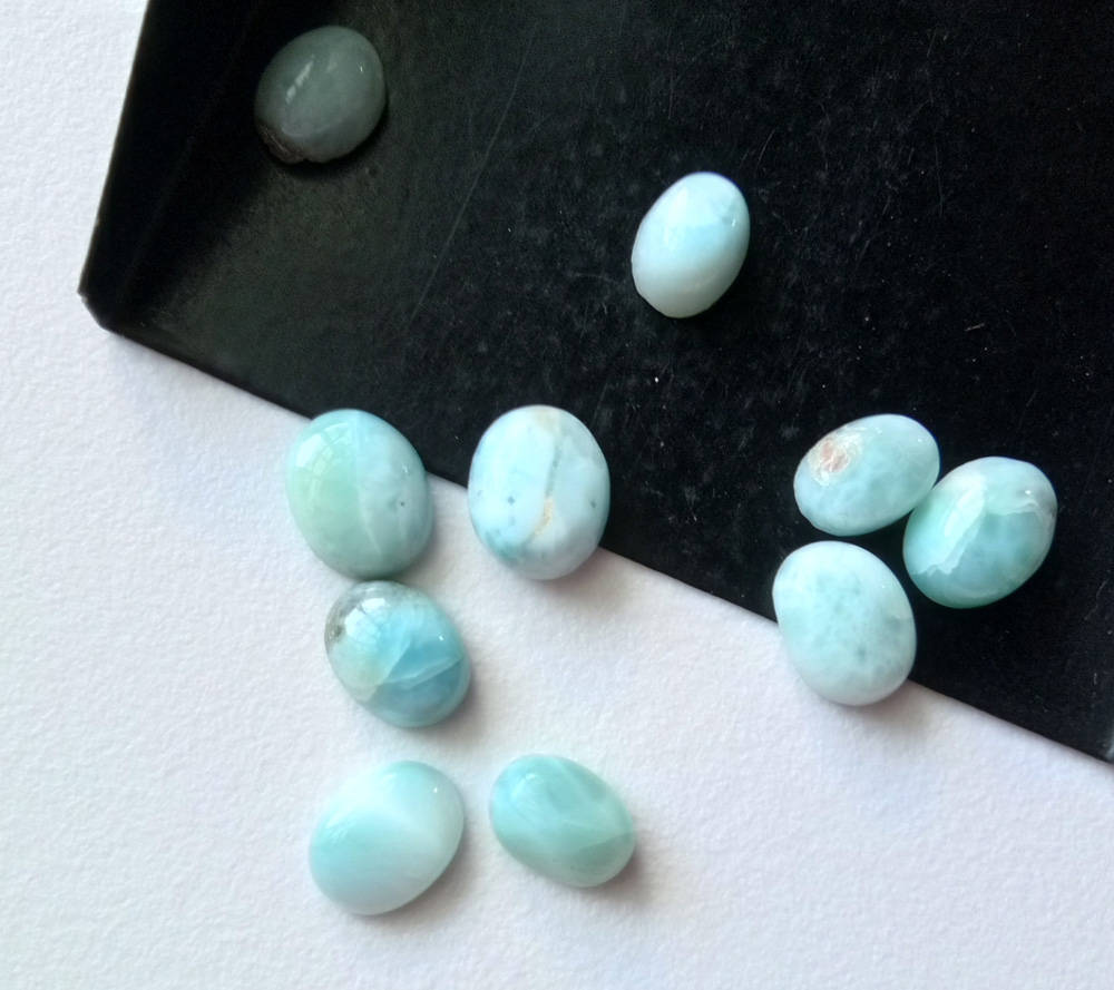 6x8-8x10mm Larimar Plain Oval Cabochons, Original Larimar Smooth Oval Flat Back, 10 Pcs Natural Loose Larimar For Jewelry - Ks5108 6x8-8x10mm Larimar Plain Oval Cabochons, Original Larimar Smooth Oval Flat Back, 10 Pcs Natural Loose Larimar For Jewelry - Ks5108