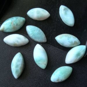8x16mm-9x17mm Larimar Plain Marquise Cabochons, Original Larimar Smooth Marquise Flat Back, 5 Pcs Natural Loose Larimar For Jewelry - Ks5099