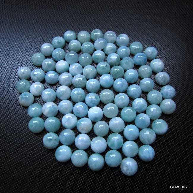 Aaa Larimar Cabochon Gemstone: Calibrated Round, 6-8mm (5 Pcs)