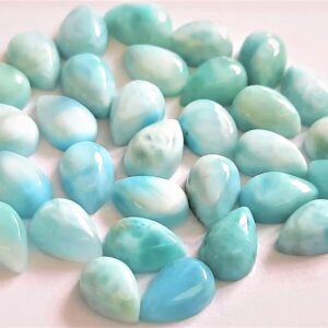 Aaa Larimar Pear Cabochon: Natural Gemstone For Jewelry (10x14 To 18x25 Mm)