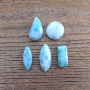 Larimar Cabochon, Blue Gems For Jewelry Making, Carribean Blue Larimar