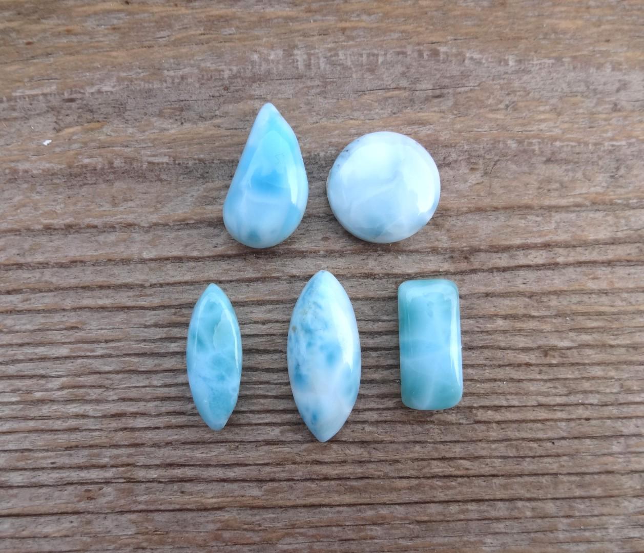 Larimar Cabochon, Blue Gems For Jewelry Making, Carribean Blue Larimar