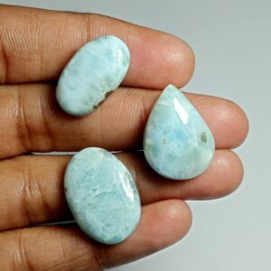 Larimar Cabochons Lot: Loose Gemstones For Jewelry Making (47cts.)