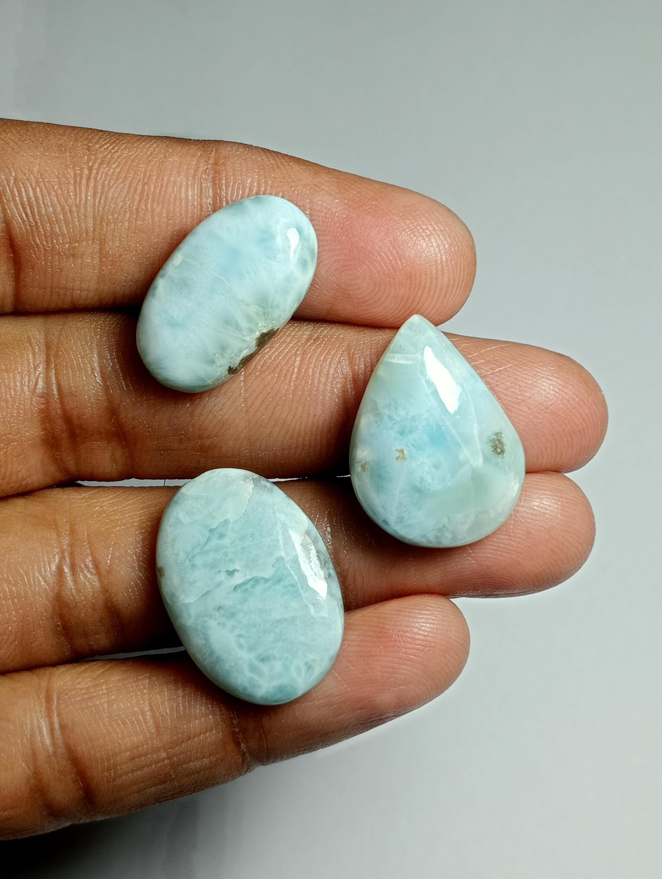 Larimar Cabochons Lot: Loose Gemstones For Jewelry Making (47cts.)
