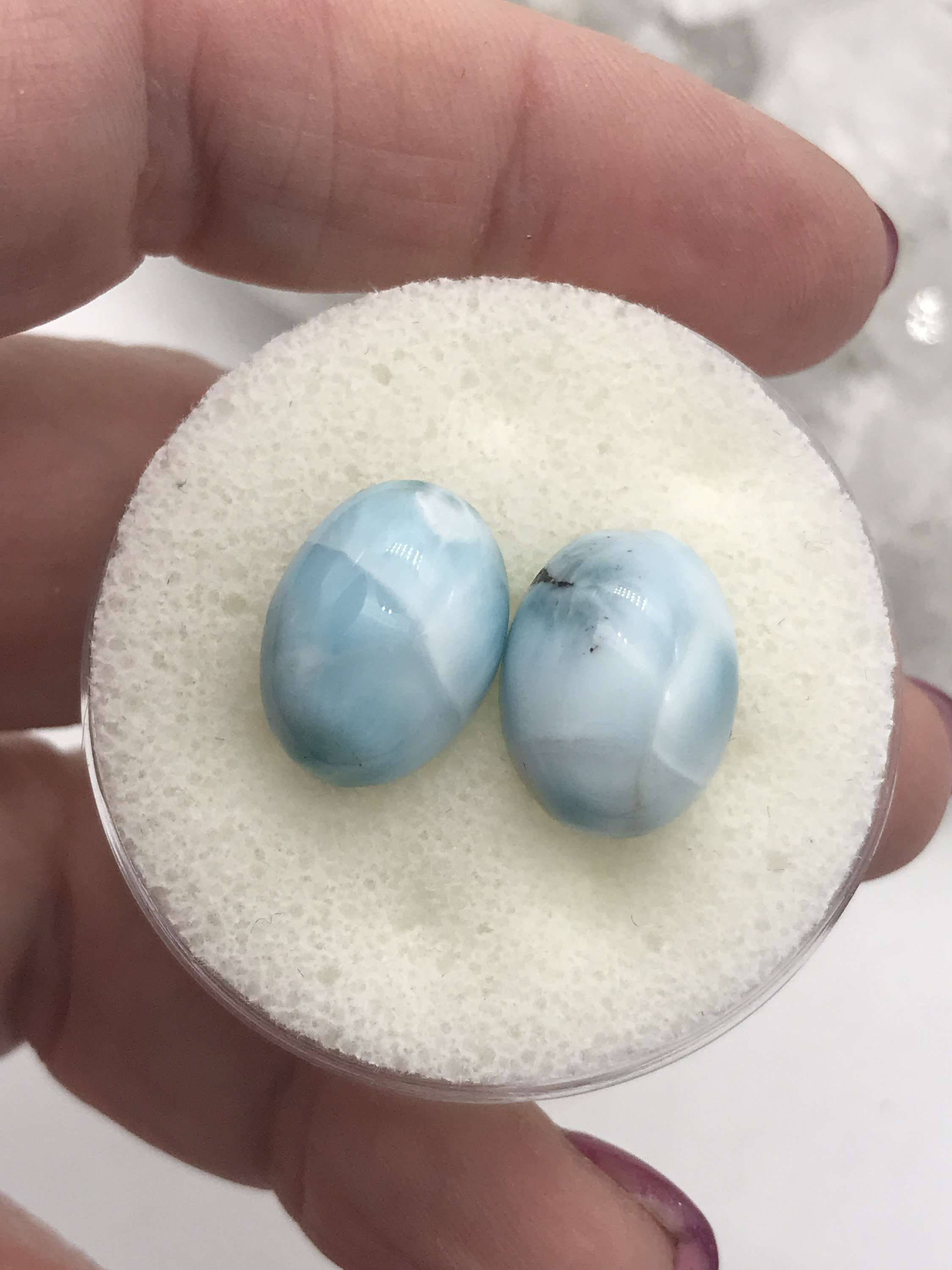 Larimar Cabochons Pair 23.51ct Larimar Cabochons Pair 23.51ct