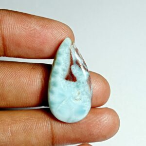 Larimar Cabochon Gemstone: Loose Stone For Jewelry Making (28x14 Mm, 21cts)