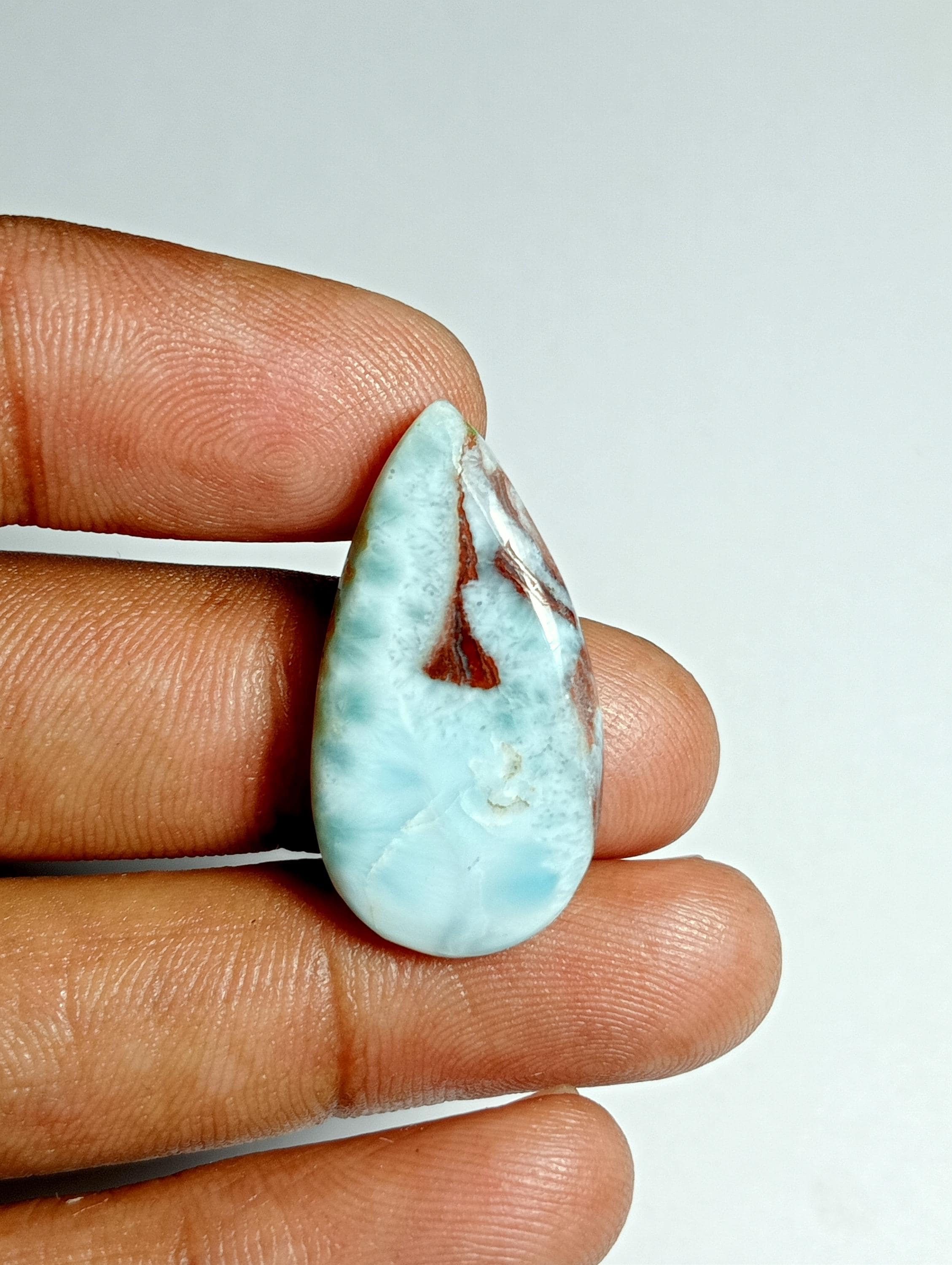 Larimar Cabochon Gemstone: Loose Stone For Jewelry Making (28x14 Mm, 21cts)